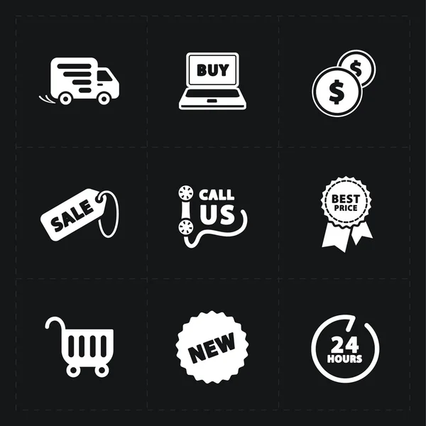 Flache Kontur Shop Icon Set — Stockvektor