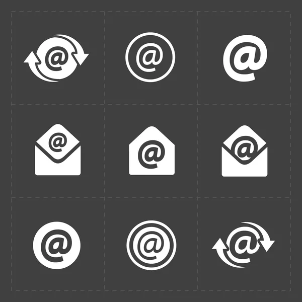 Vector E-mail iconos sobre fondo oscuro . — Archivo Imágenes Vectoriales