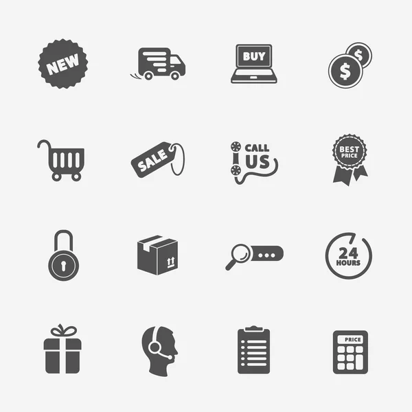 Flache Kontur Shop Icon Set — Stockvektor