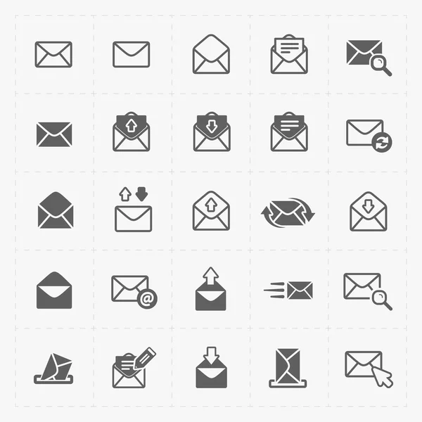 Icônes email et enveloppe sur fond blanc . — Image vectorielle