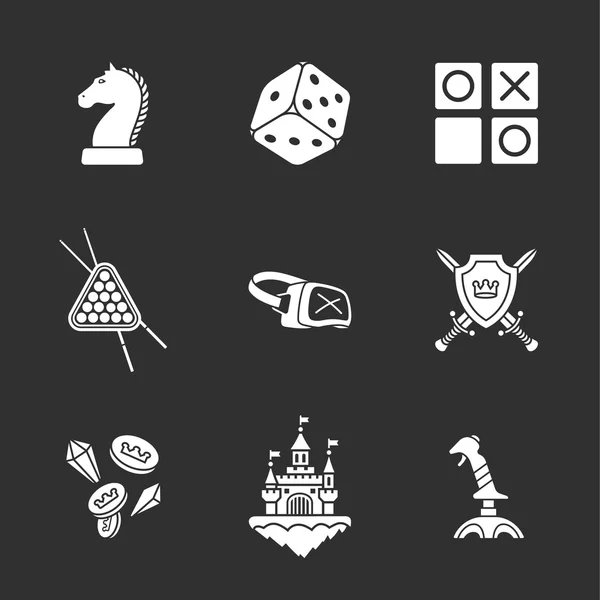 Nueve iconos de juego plano — Vector de stock