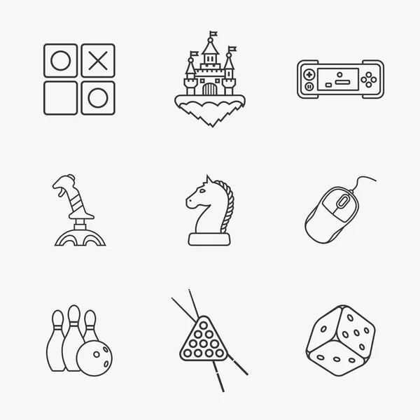 Nueve iconos de juego plano — Vector de stock