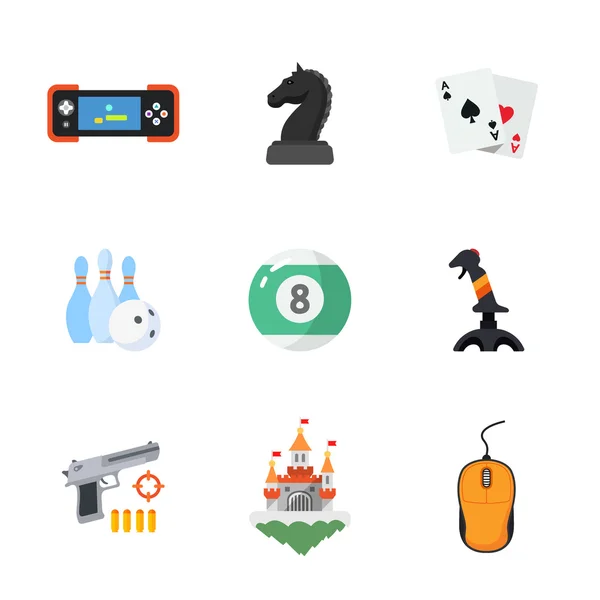 Nine flat game icons — Stock Vector