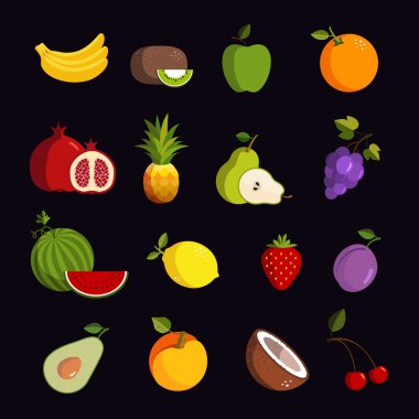 Modern meyve vektör Icon set
