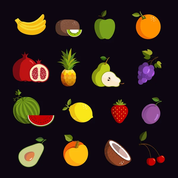 Conjunto de icono de vector de fruta moderna — Archivo Imágenes Vectoriales