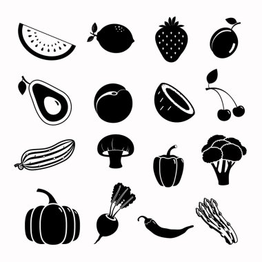 Vektör yiyecek siyah Icon set
