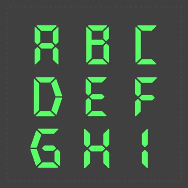 Hesap makinesi dijital yeşil metin.