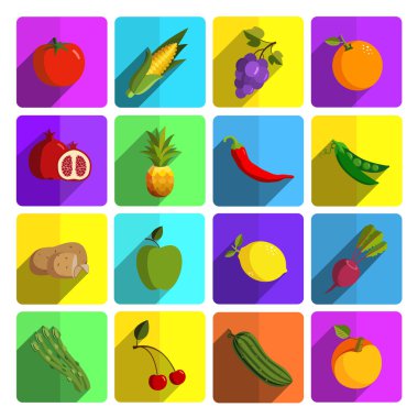 Vektör Icon set modern meyve ve sebze