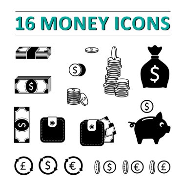 16 money icons set