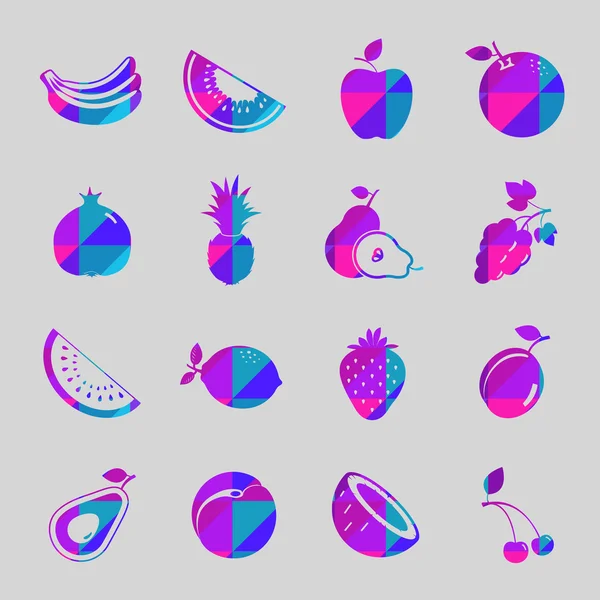 Conjunto de iconos de fruta vectorial — Vector de stock