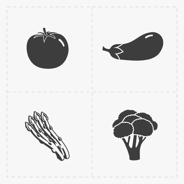 Zeleninové ikona černé na bílém — Stockový vektor