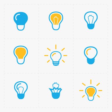 Renkli Işık Ampüller. Ampul Icon set.