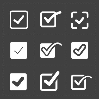 Vektör beyaz onaylamak Icons set