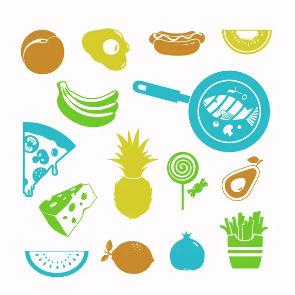 Conjunto de iconos de comida vectorial negro — Vector de stock