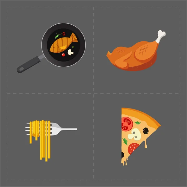 Colorida comida rápida icono conjunto sobre fondo gris — Vector de stock