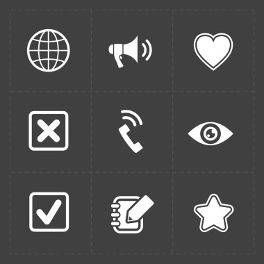 Koyu arka plan üzerinde modern düz sosyal Icons set