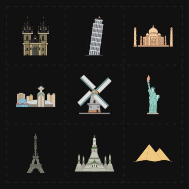 9 düz Simgesel Yapı simgeler