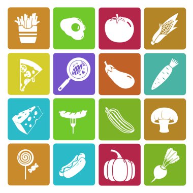 Renkli gıda ve sebze Icon set