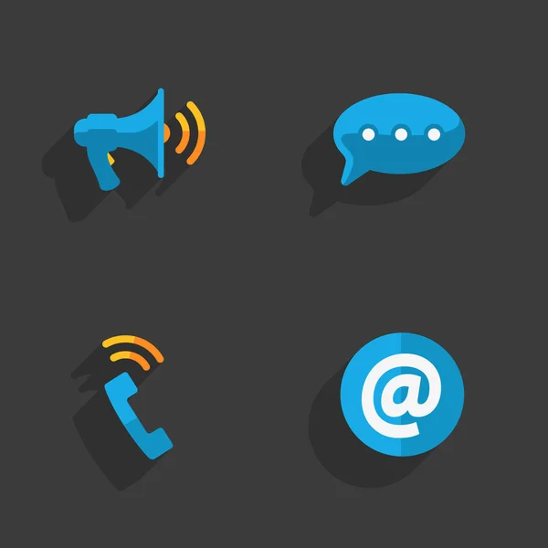 Modern colorful flat social icons set on Dark Background — Stock Vector