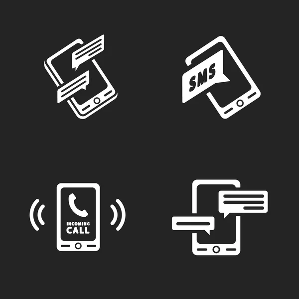 Wektor inteligentny telefon ikony na czarnym tle — Wektor stockowy