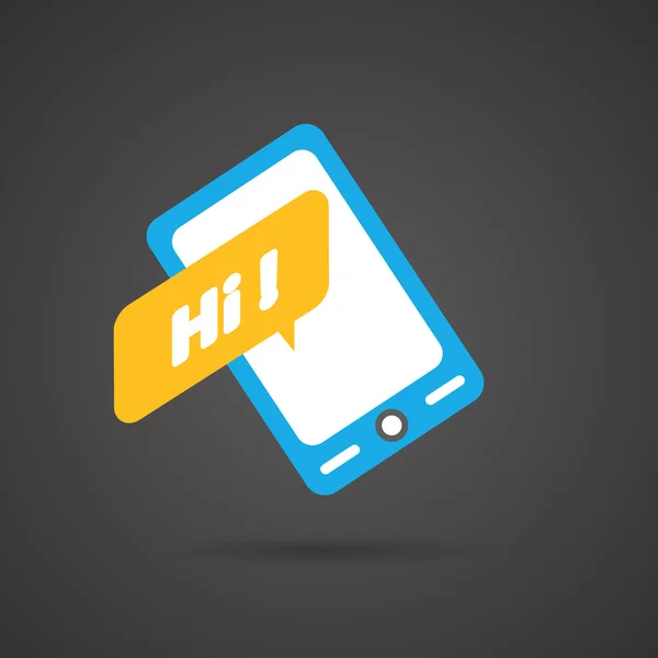 Colorata icona dello smartphone piatto su sfondo scuro — Vettoriale Stock