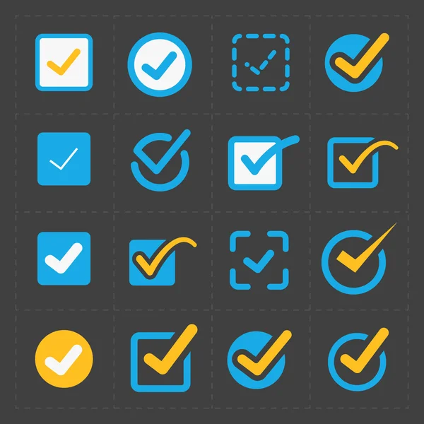 Vector colorido confirmar iconos conjunto — Vector de stock
