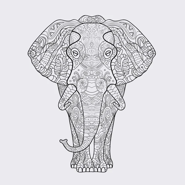 Éléphant avec un motif floral — Image vectorielle