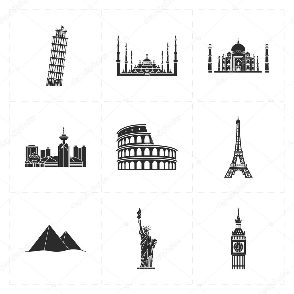 9 flat landmark icons
