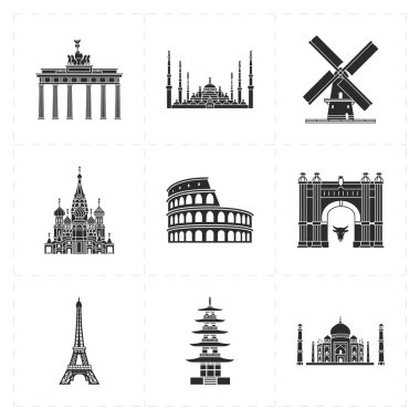 9 düz Simgesel Yapı simgeler