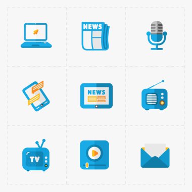 Beyaz altı renkli düz eğitim Icons set