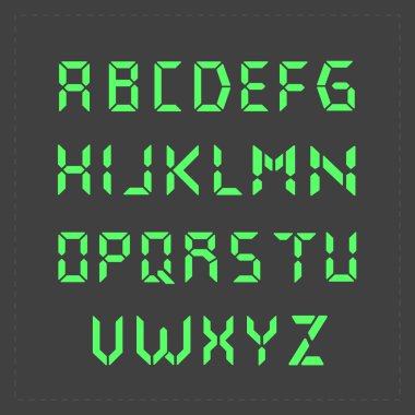 Hesap makinesi dijital yeşil metin.