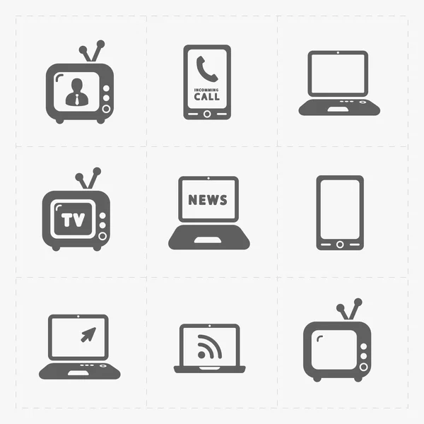 Vector Media Icons set op witte achtergrond — Stockvector