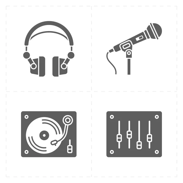 4 universal flat music icons — Stock Vector