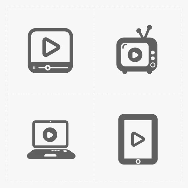 Moderne vector plat video-speler pictogrammen. — Stockvector