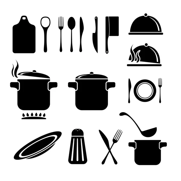 Keuken vector pictogrammen ingesteld — Stockvector