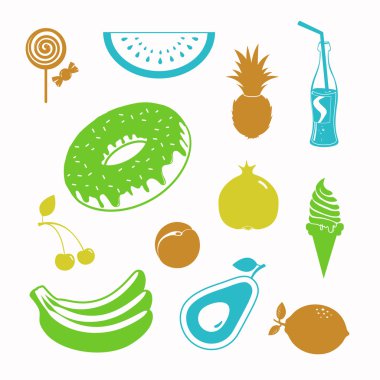 Vektör yiyecek siyah Icon set