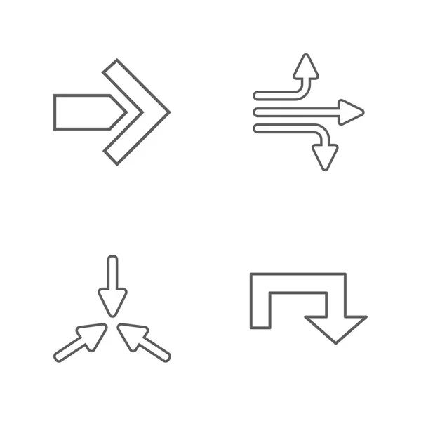 4 plat moderne pijlen — Stockvector