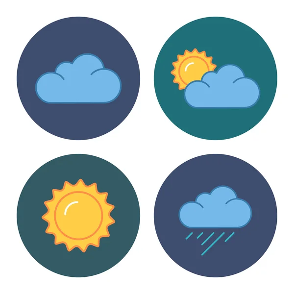 4 flat modern weather icons — Stock Vector
