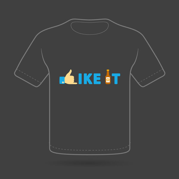 T-shirt with funny print on black background. Vector  print.