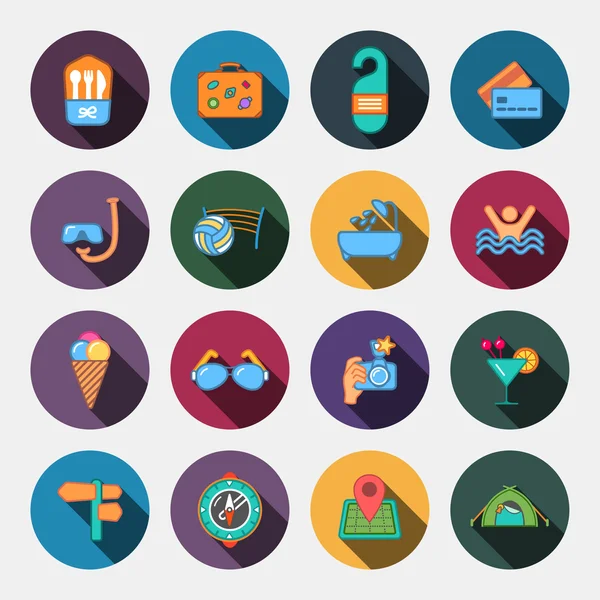 16 flat free travel icons — Stock Vector