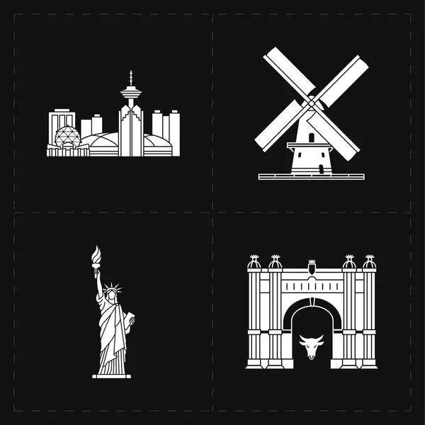4 iconos emblemáticos planos — Archivo Imágenes Vectoriales