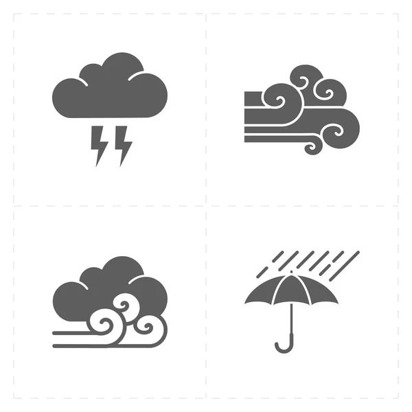 4 icone meteo piatte e moderne — Vettoriale Stock