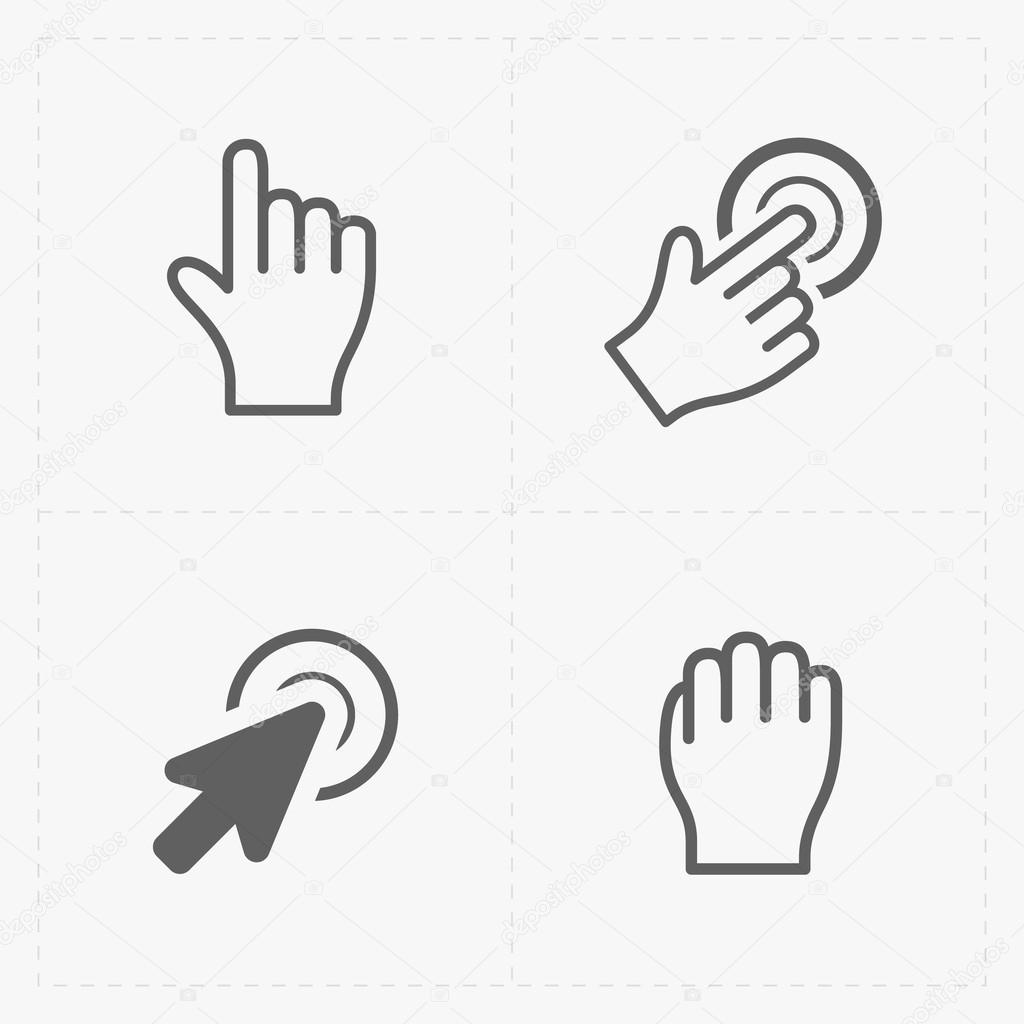 Pixel cursors icons on white.Vector Illustration.