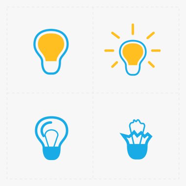 Renkli Işık Ampüller. Ampul Icon set.