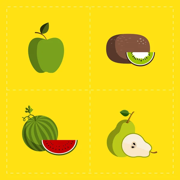 Kleurrijke Fruit Icon Set op lichte achtergrond — Stockvector