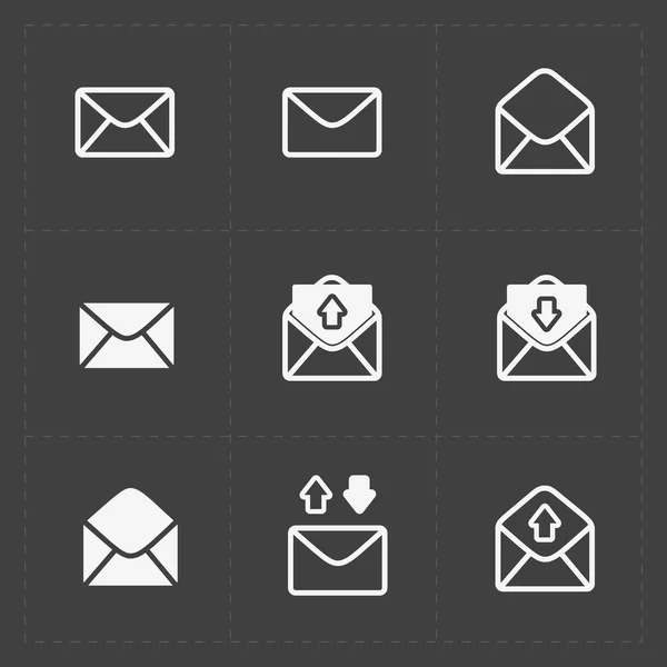 Icônes e-mail et enveloppe sur Dark — Image vectorielle