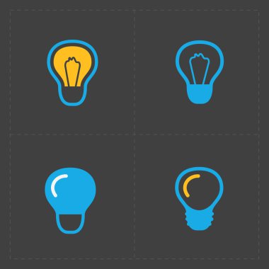 Renkli Işık Ampüller. Ampul Icon set.