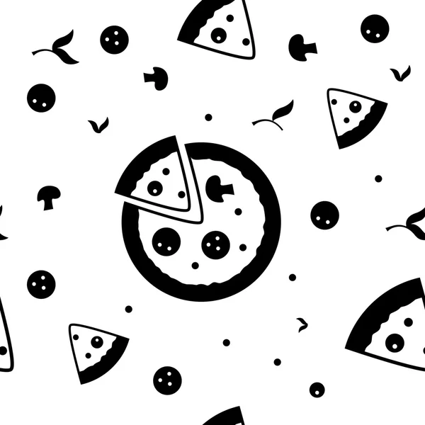 Pizza seamless vector pattern — Stock Vector