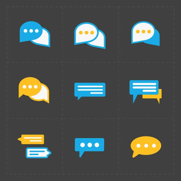 Colorful Speech bubble icons on black background. Vector illustr — Stock Vector