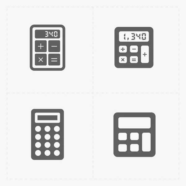 Conjunto de iconos de calculadora negra vectorial — Archivo Imágenes Vectoriales